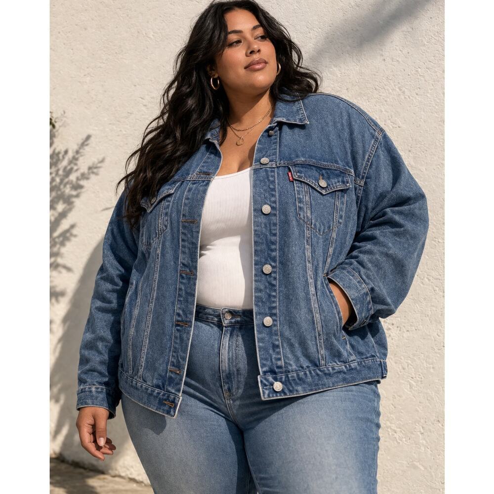 Levi’s Plus Size Denim Trucker Jacket Women 4X Blue Classic Western Jean